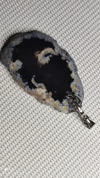 Colgante Ágata Negra Plata 925.
