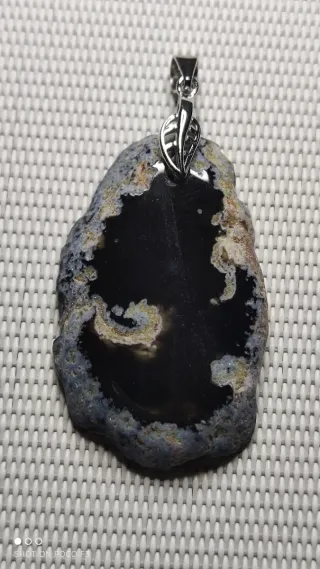 Colgante Ágata Negra Plata 925.