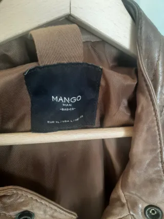 Cazadora de piel marrón hombre