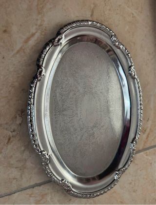 Set metallo vassoio, zuccheriera, brocca, vaso