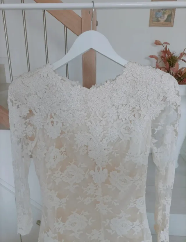Abito da sposa pizzo Chantilly e Macramè