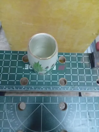 Jarra y vasos de porcelana con acebo