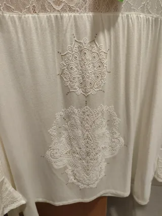 Camiseta Desigual Blanca Encaje Talla L