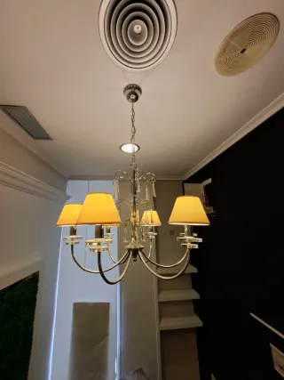 Elegante Lámpara 6 Brazos - Cromo y Cristal.