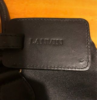 Borsa nera in pelle e tessuto