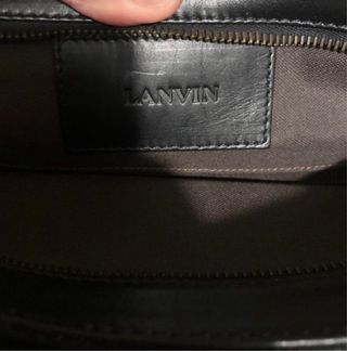 Borsa nera in pelle e tessuto