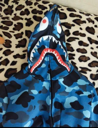 Sudadera BAPE con capucha y cremallera azul