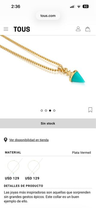 Colgante Tous Plata Vermeil Oro Turquesa