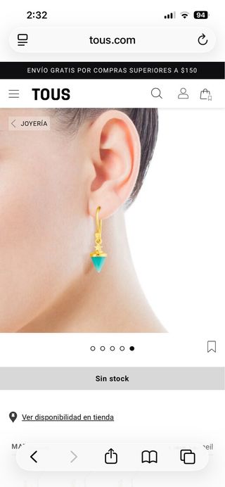 Colgante Tous Plata Vermeil Oro Turquesa