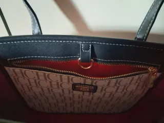 Bolso Tote Carolina Herrera Beige/Rojo
