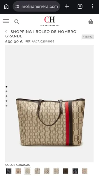 Bolso Tote Carolina Herrera Beige/Rojo