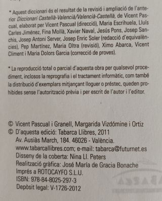 Diccionari Tabarca Castellano - Valenciano