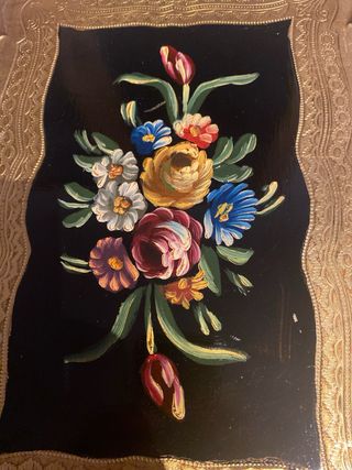 Vassoio vintage decorato fiori