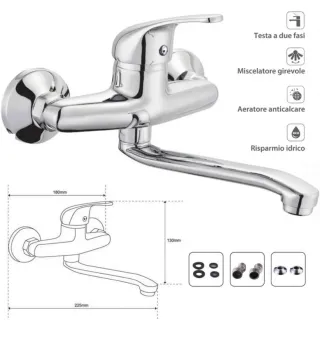Miscelatore Monocomando Lavello Cucina Canna Lunga