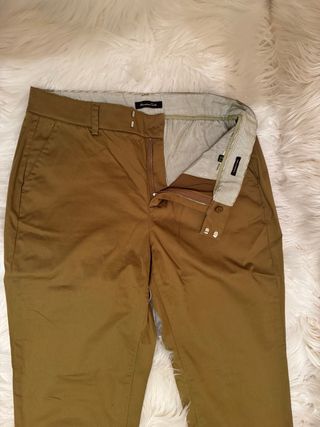 Pantalón Massimo Dutti Talla 36 Verde Oliva