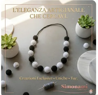 Collana Artigianale Black & White Simonami Crochet