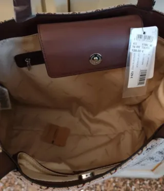 Borsa Guess Beige/Marrone Logo Monogram