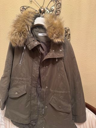 Abrigo Mango 2en1 Talla S Verde Oliva
