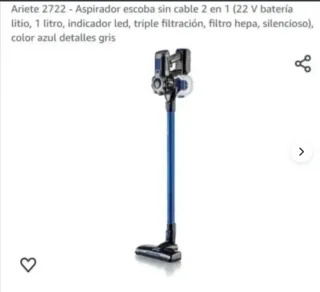 Ariete 2722 - Aspirador escoba sin cable 2 en 1