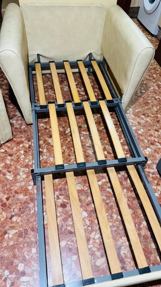 Sofá Cama Individual Piel Sintética Beige