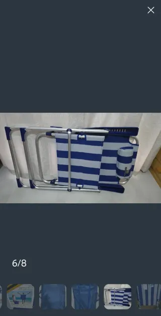 Silla Playa Reclinable Azul y Blanca