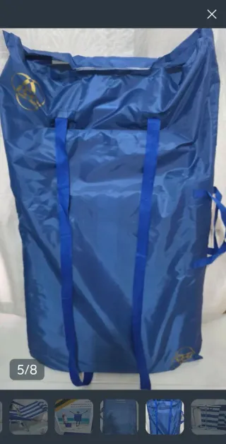 Silla Playa Reclinable Azul y Blanca