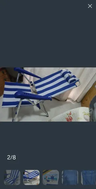 Silla Playa Reclinable Azul y Blanca