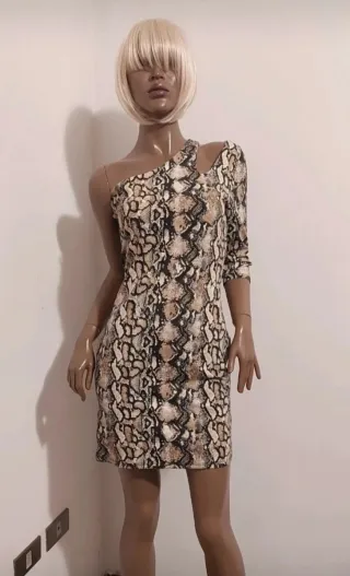 Vestito monospalla fantasia pitone