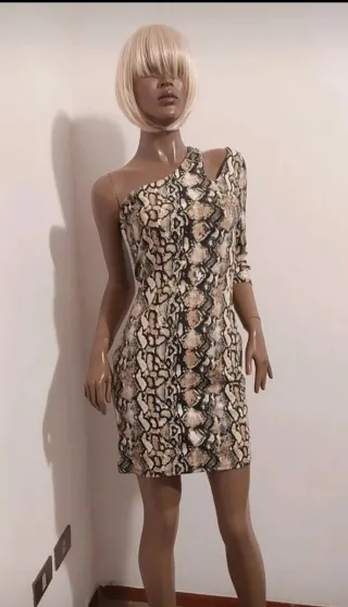 Vestito monospalla fantasia pitone