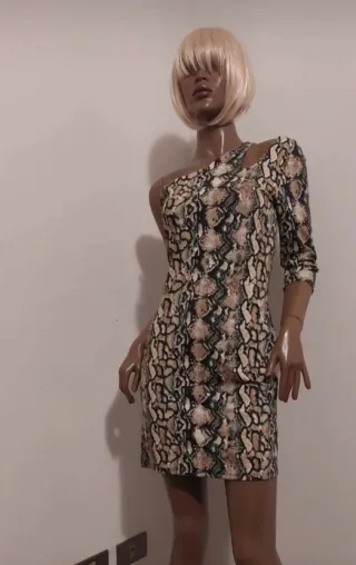 Vestito monospalla fantasia pitone