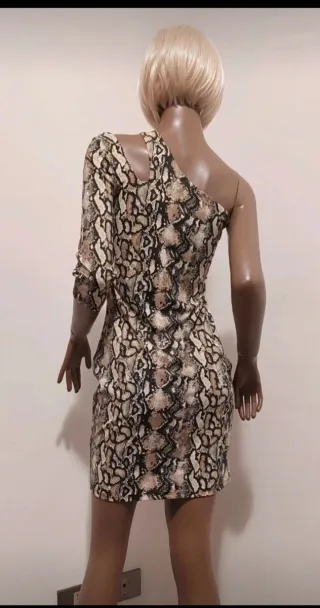 Vestito monospalla fantasia pitone