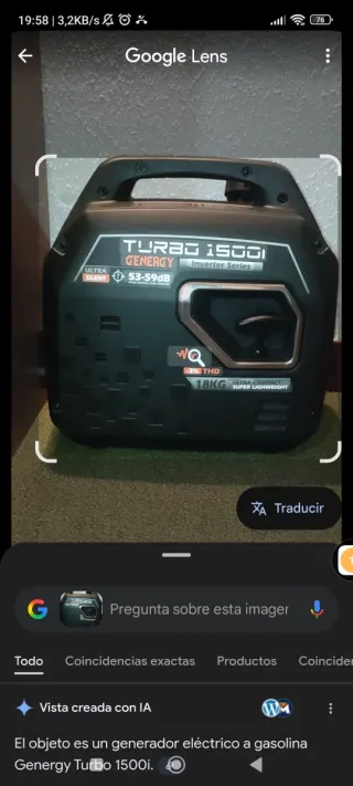 Generador Eléctrico Genergy Turbo 1500