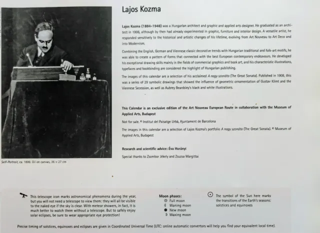 Calendario Artístico Art Nouveau Lajos Kozma
