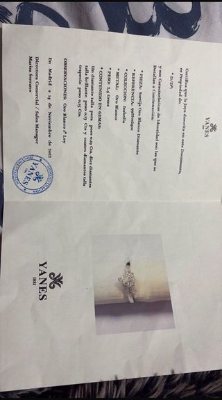 Anillo compromiso Yanes diamante perla