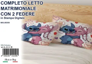 Completo letto matrimoniale Stitch 2 federe