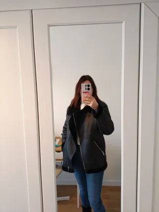 Cazadora Zara Biker Doble Faz Negra