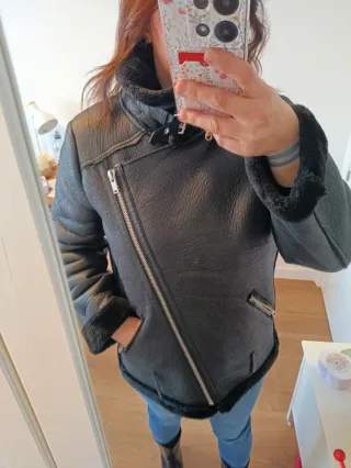 Cazadora Zara Biker Doble Faz Negra