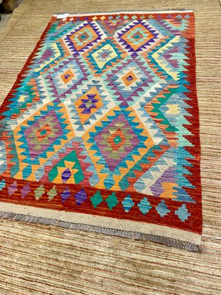Kilim afghano fatto a mano multicolore