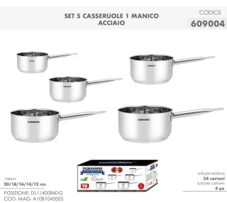 Set 5 Casseruole Acciaio Inox DGBavaria