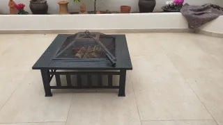 Brasero da Giardino in Metallo con Effetto Pietra