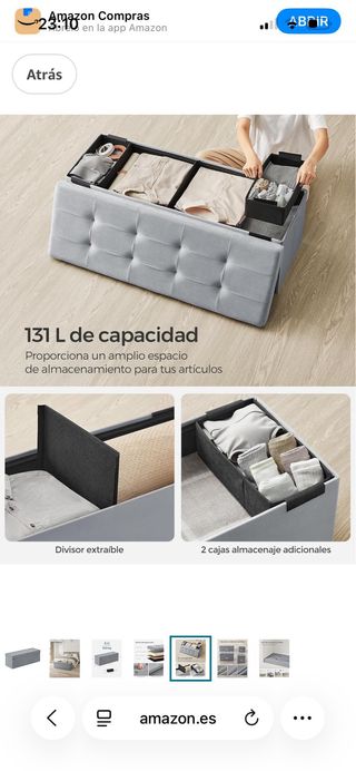 Baúl Almacenaje Plegable Gris Paloma terciopelo