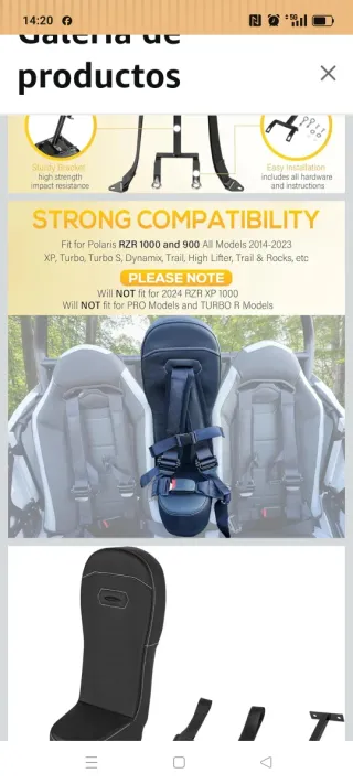 Asiento infantil Polaris RZR 2014-2023