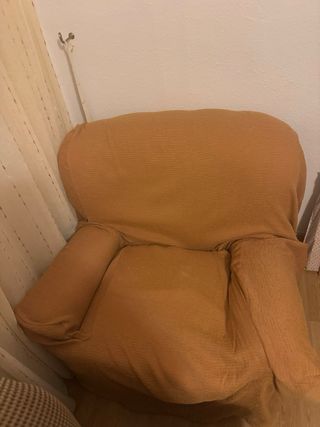 2 Sillones Tela Beige y Marrón y sus fundas