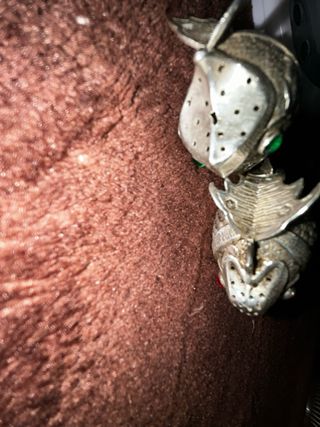 Pareja saleros plata pez antiguos