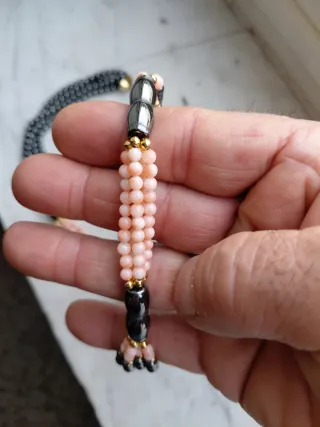 Collana corallo rosa ed ematite
