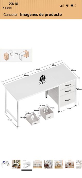 Escritorio Coleshome 120x48cm con 3 cajones