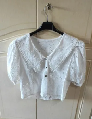 Camicetta pizzo sangallo bianca