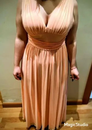 Vestido de fiesta largo naranja/rosa