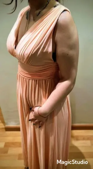 Vestido de fiesta largo naranja/rosa