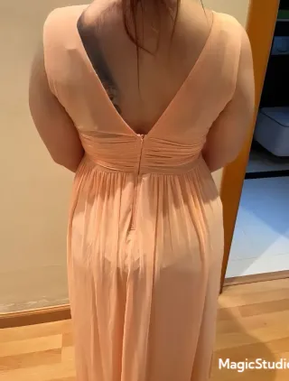 Vestido de fiesta largo naranja/rosa